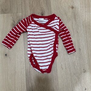 Hanna Andersson Red and White Striped Kids One Piece Bodysuit